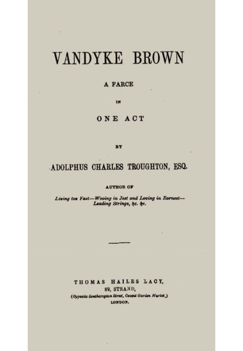 Vandyke Brown: A Farce in One Act