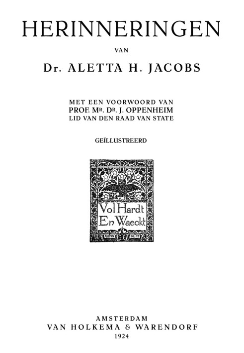 Memories of Dr. Aletta H. Jacobs