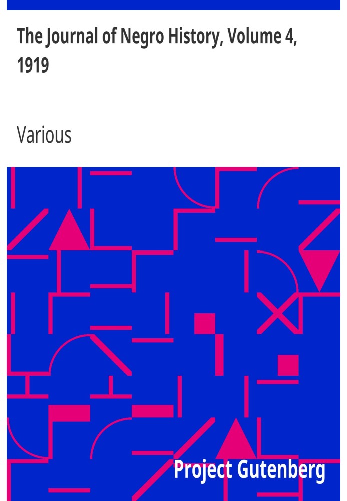 Журнал истории негров, том 4, 1919 г.