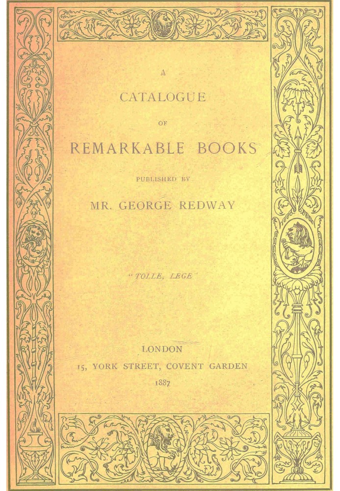 Каталог замечательных книг, опубликованный Джорджем Редвеем (1887 г.)