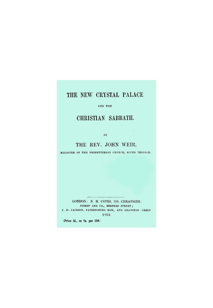 The New Crystal Palace and the Christian Sabbath