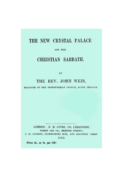 The New Crystal Palace and the Christian Sabbath