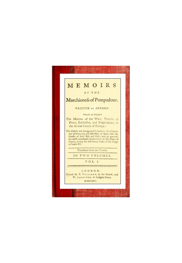 Memoirs of the Marchioness of Pompadour (vol. 1 of 2)