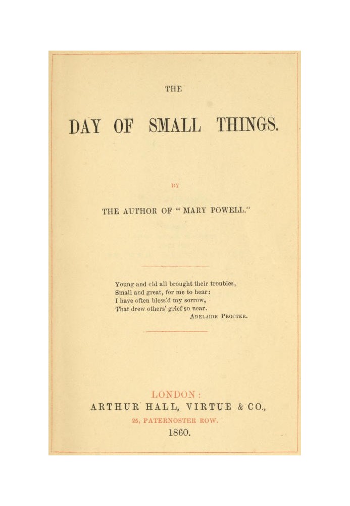 The Day of Small Things