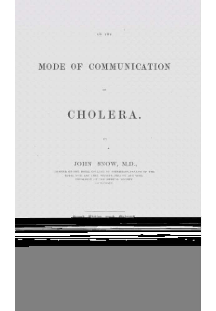 On the mode of communication of cholera