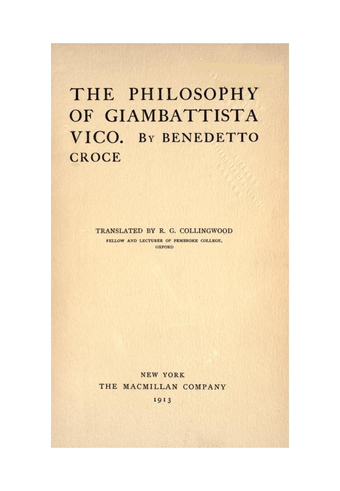 The Philosophy of Giambattista Vico