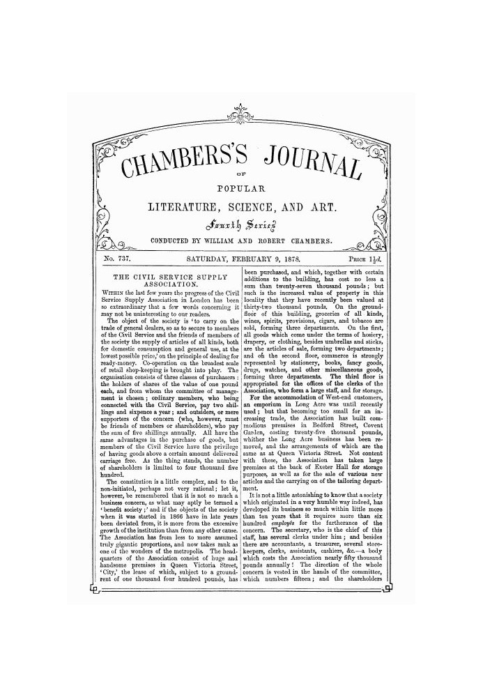 Chambers's Journal of Popular Literature, Science, and Art, No. 737, February 9, 1878