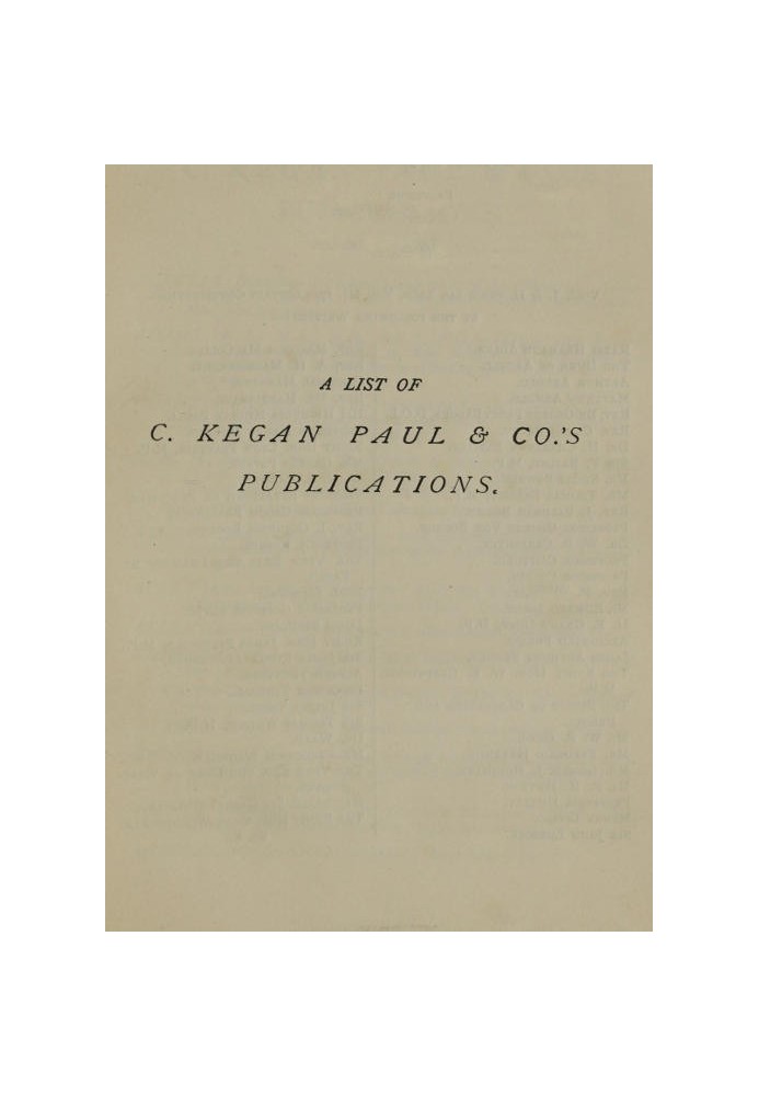 Список публикаций К. Кегана Пола и компании [1879 г.]