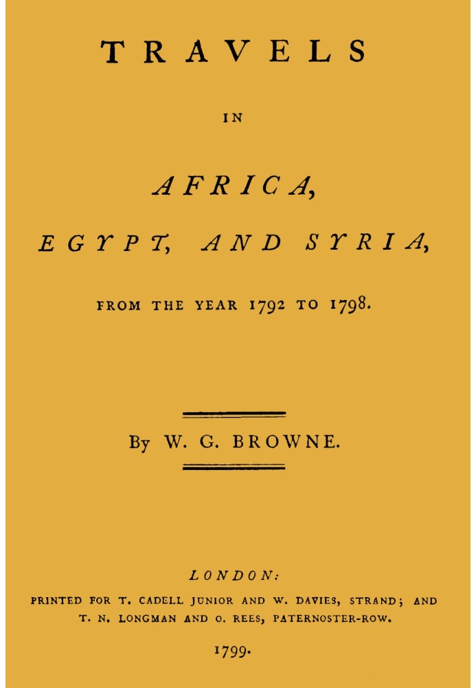 Travels in Africa, Egypt, and Syria, from the year 1792 to 1798