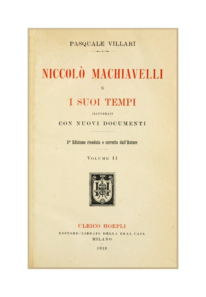 Niccolò Machiavelli and his times, vol. II