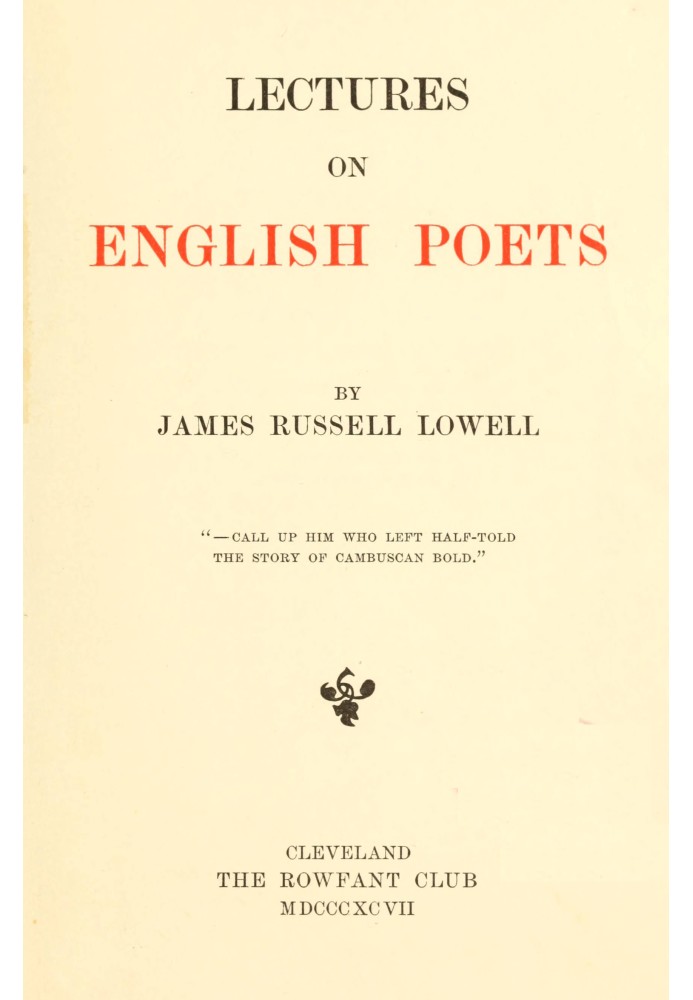 Lectures on English poets