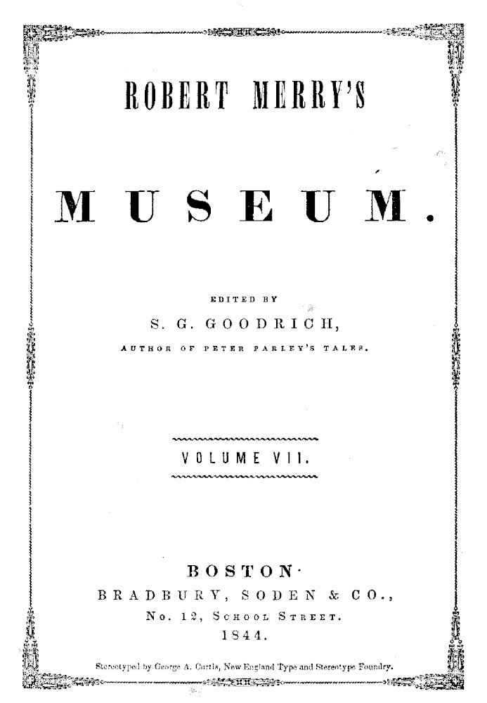 Robert Merry's Museum, Vol. VII, No. 1-6