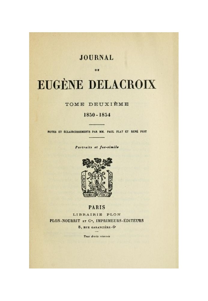 Journal of Eugène Delacroix, Volume 2 (of 3) 1850-1854