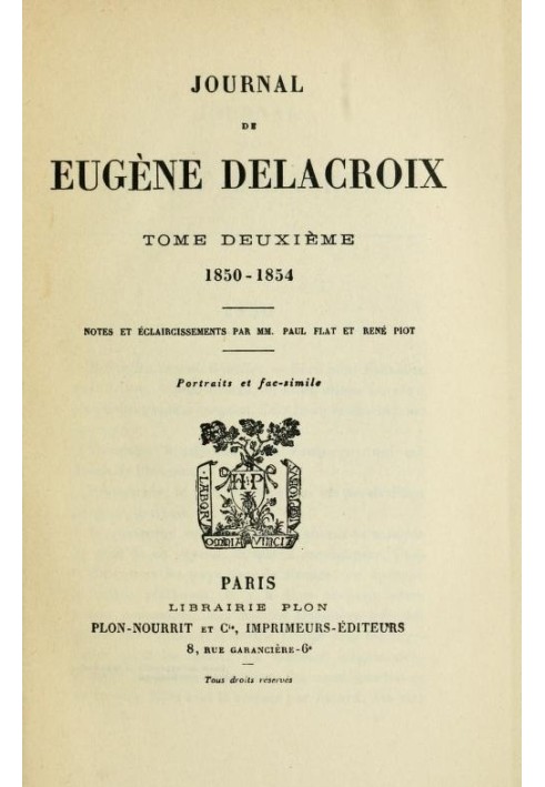 Journal of Eugène Delacroix, Volume 2 (of 3) 1850-1854