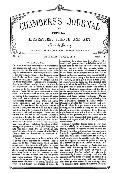 Журнал популярної літератури, науки та мистецтва Чемберса, № 753, 1 червня 1878 р.