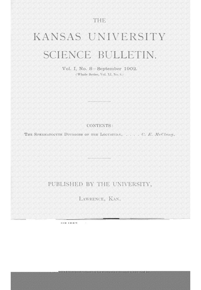 Научный бюллетень Канзасского университета, Vol. I, № 8, сентябрь 1902 г.