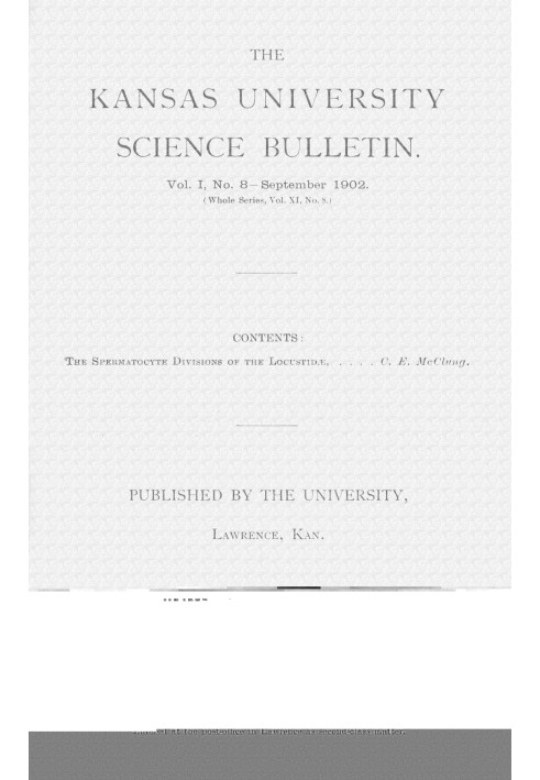 Научный бюллетень Канзасского университета, Vol. I, № 8, сентябрь 1902 г.