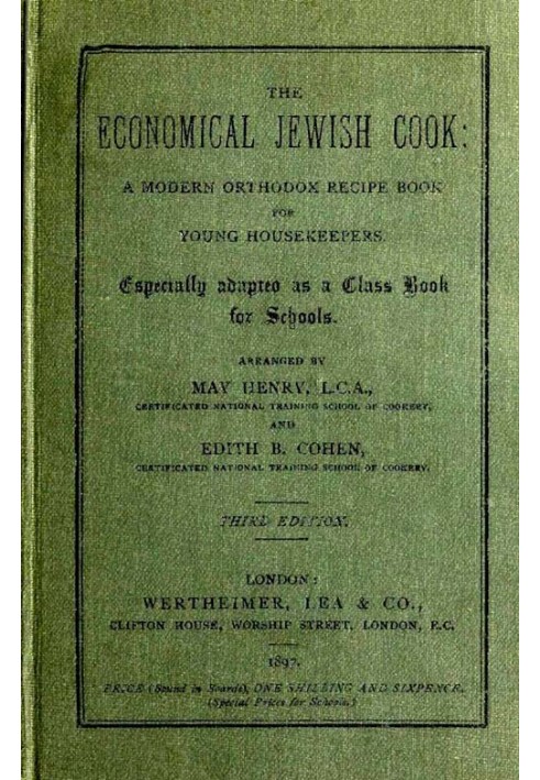 The Economical Jewish Cook: A Modern Orthodox Recipe Book for Young Housekeepers