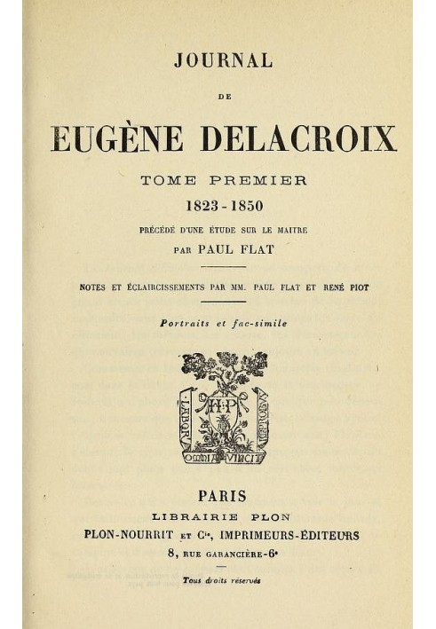 Journal of Eugène Delacroix, Volume 1 (of 3) 1823-1850