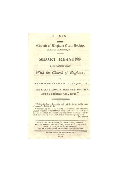 Короткі причини спілкування з Церквою Англії, або відповідь церковника на запитання: «Чому ви є членом встановленої церкви?»