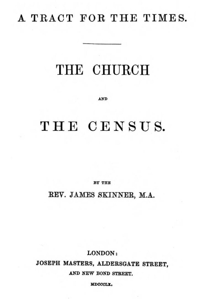 A Tract for the Times: The Church and the Census