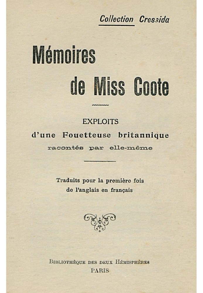 Memoirs of Miss Coote: Exploits of a British whipping girl as told by herself