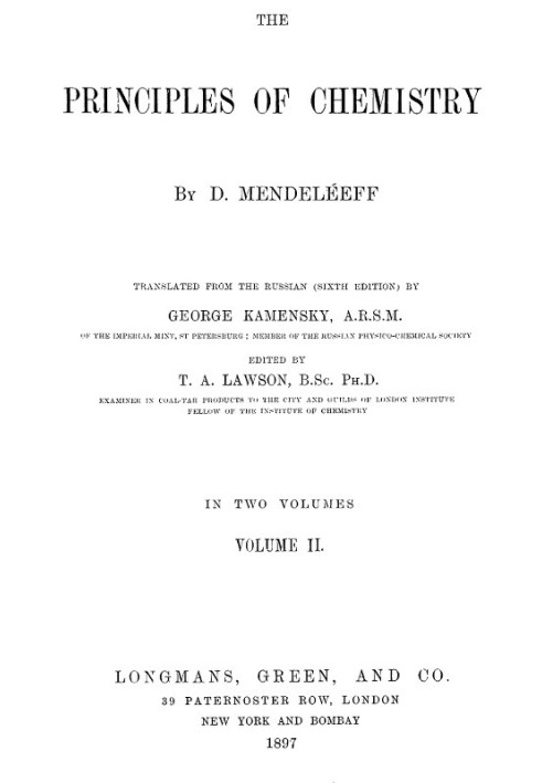 The Principles of Chemistry, Volume II